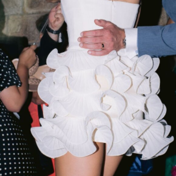 Bridal Mini Dress - Anthropologie Strapless Basque-Waist Ruffle-Hem Mini Dress - Picture 3 of 12